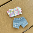 Ropa Labubu 3.0 Baby Doll Outfit - Rainbow Plaid Shirt and Macaron Clothes