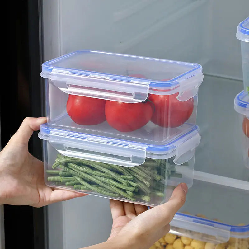 Kitchen Refrigerator with Lid Sealed Rectangular Storage Box Plastic Preservation Box with Lid Microwave Heating Lunch Box