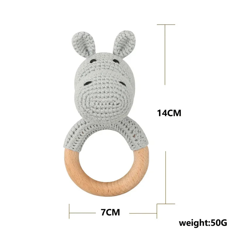 Baby Rattles DIY Crochet Cartoon Lion and Fox Doll Hand Bell Toy