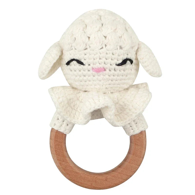Baby Rattles DIY Crochet Cartoon Lion and Fox Doll Hand Bell Toy