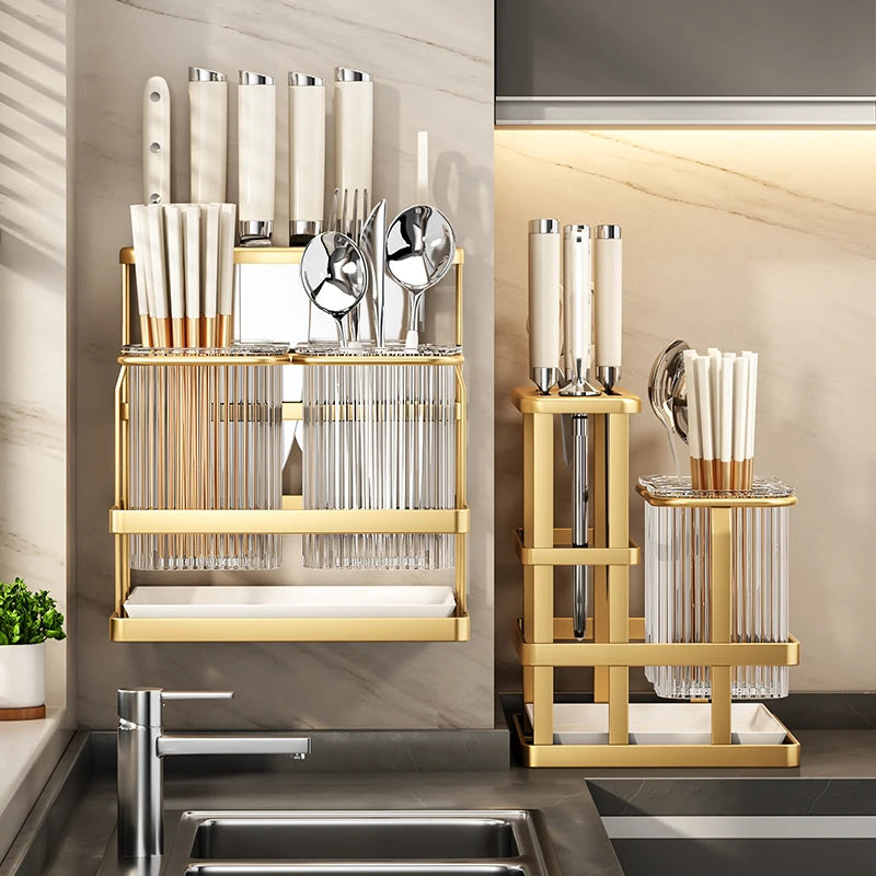 Kitchen Knife Rack - Wall-Mounted Cutting Board and Tool Storage