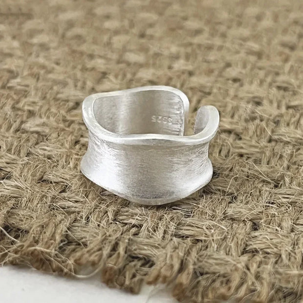 Sterling Silver simple Matte Finish Adjustable Rings Luxury Accessories Jewellery