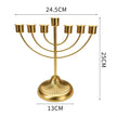 Golden Menorah Candelabra - Elegant Table Candlestick Holder for Hanukkah