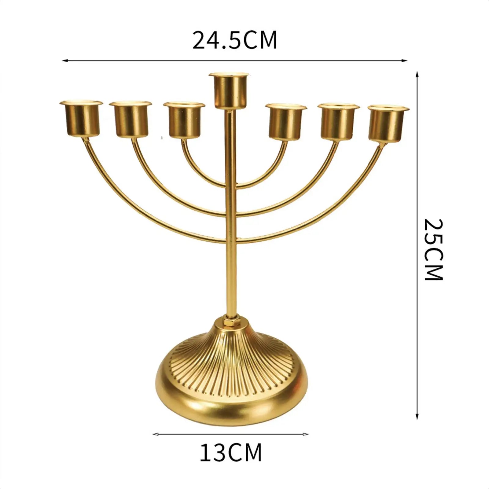 Golden Menorah Candelabra - Elegant Table Candlestick Holder for Hanukkah