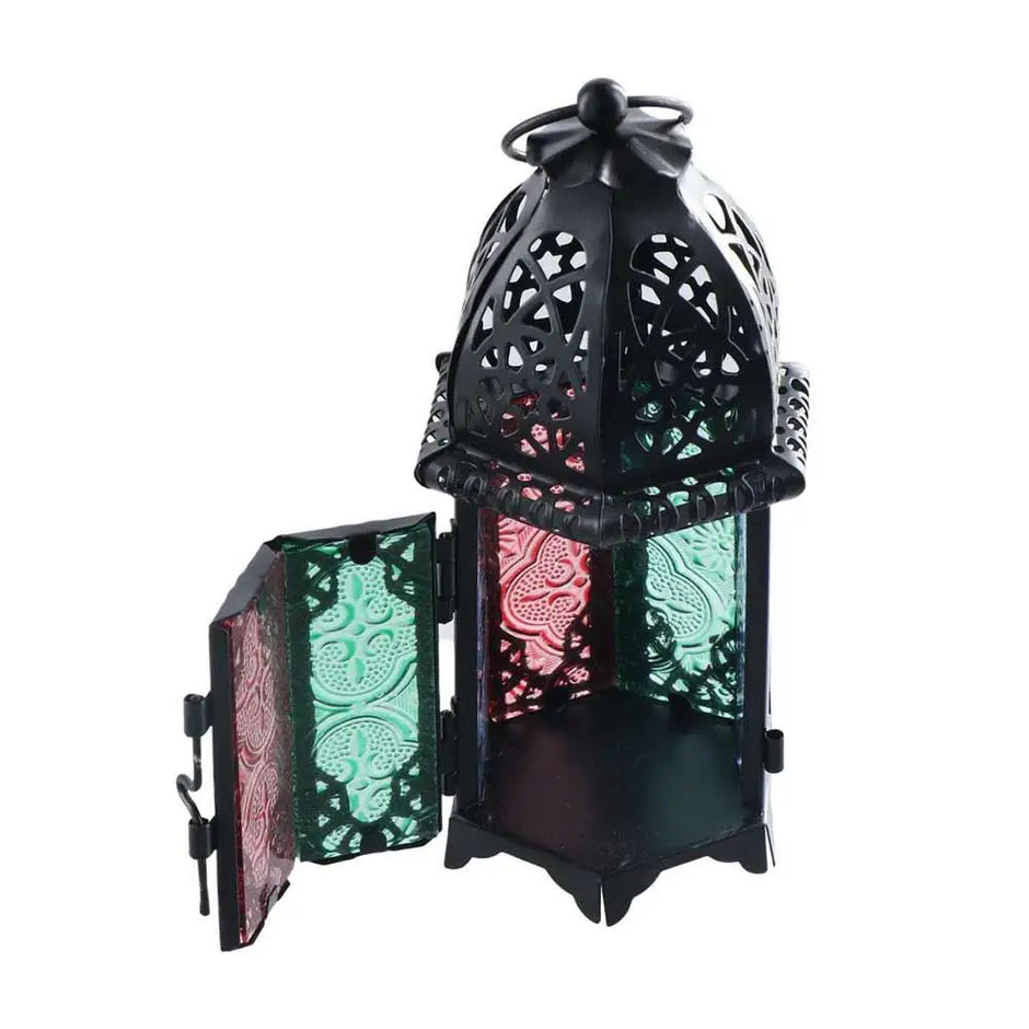 Moroccan Hanging Wind Lamp - Iron Glass Candle Holder for Home Decor