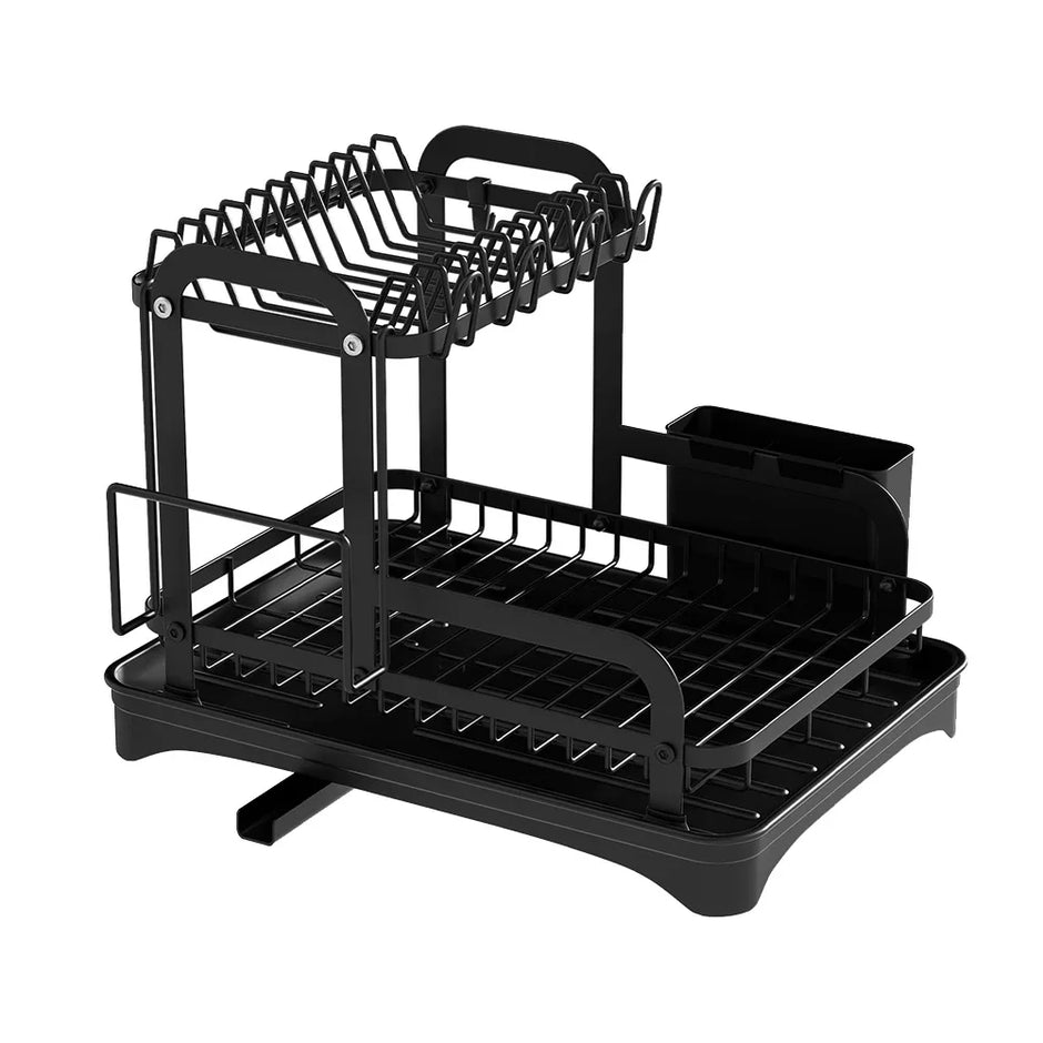 Kitchen Dish Storage Rack Multifunctional Countertop Organizer with Drainer for Bowls and Utensils Space Saving Home Essentials