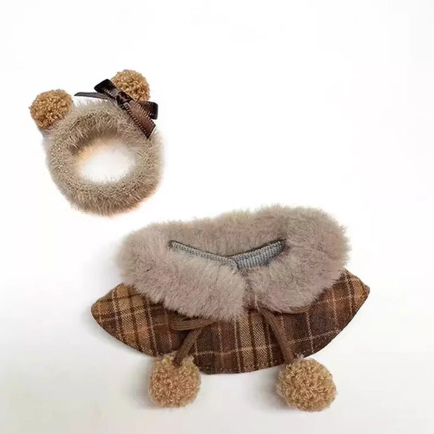 Labubu Doll Clothes - Macaron Sitting Party Outfit and Checkered Cloak for V2 Dolls