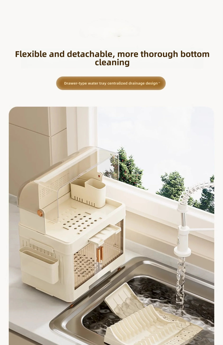 Kitchen Bowl Rack - Tableware Box with Lid and Dish Drain Rack