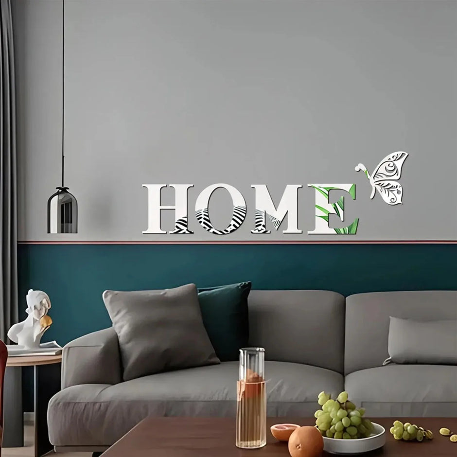 Home Logo 3D Mirror Wall Sticker - Stylish Entrance Decoration for Home