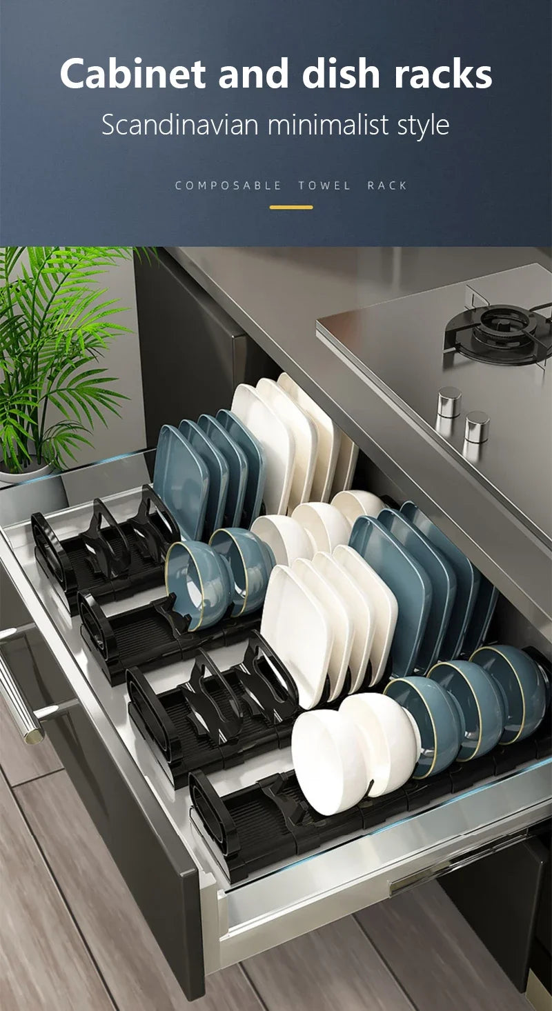 Kitchen Cabinets Dish Storage Rack - Built-In Plate Divider Organiser