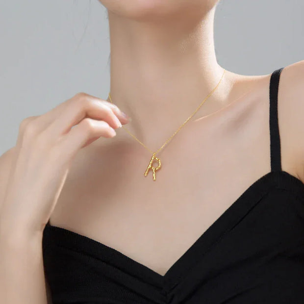 Sterling Silver New Design 26 Letters Exquisite Gold Colour Pendant Necklace