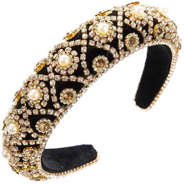 Fashion Gold/Silver Pearl Hair Band Baroque Rhinestone Headband for Girls Luxury Sweet Headwear Casual Hair Accessories - Tropical Treasures LTD