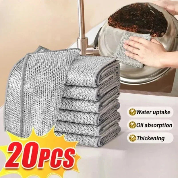Magic Cleaning Cloth 20x20cm Double - Sided Thickened Eco - Friendly Microfiber for Kitchen Dish Pot Washing - Kitchen Towel Clean Tool - Tropical Treasures LTD