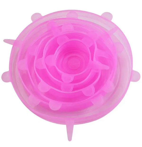 6Pcs Food Grade Silicone Preservation Cover Reusable Airtight Food Universal Dish Stretch Round Lids For Kitchen Accessories - Tropical Treasures LTD