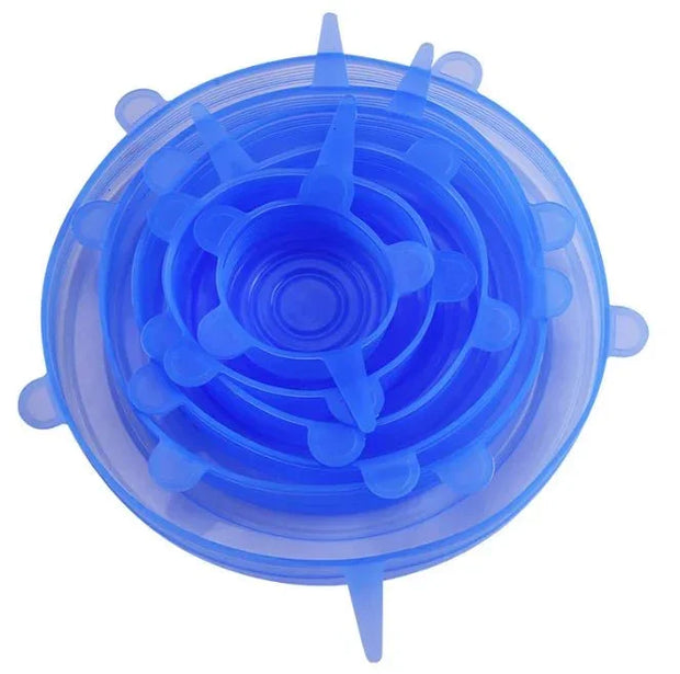 6Pcs Food Grade Silicone Preservation Cover Reusable Airtight Food Universal Dish Stretch Round Lids For Kitchen Accessories - Tropical Treasures LTD