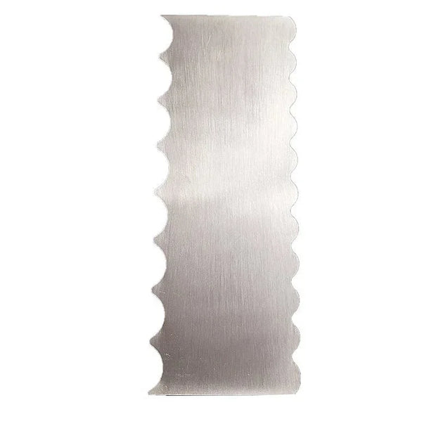 LMETJMA 10 Inch Stainless Steel Cake Scraper Double Sided Patterned Edge Eco - Friendly Baking Pastry Cutter Tool JT160 - Tropical Treasures LTD