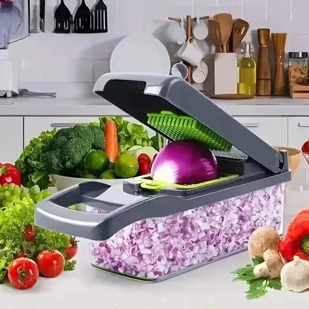 Multifunctional vegetable chopper 14/16 in one chopper handle food grate chopper kitchen vegetable slicer dicing machine cutting - Tropical Treasures LTD