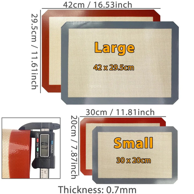 Silicone Baking Mat for Oven Eco - Friendly Non - Stick Heat Resistant Sheets 30/42cm Sizes for Cookies Macarons Bread Baking Tools - Tropical Treasures LTD