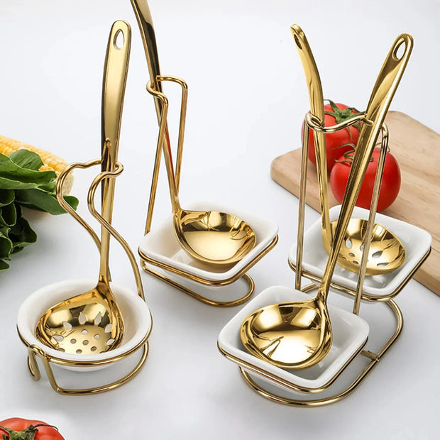 Slotted Spoon Portable Whisk Vertical Multifunctional Spoon Rest Holder for Hotpot Restaurant Counter Household Kitchen Utensil - Tropical Treasures LTD