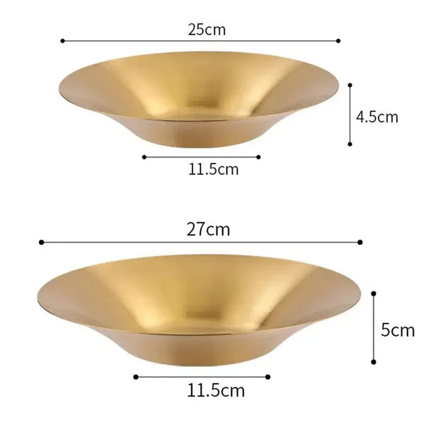 Stainless Steel Circular Salad Bowl Korean Tableware Golden Soup Fruits Noodle Ramen Bowls Food Container Utensils for Kitchen - Tropical Treasures LTD