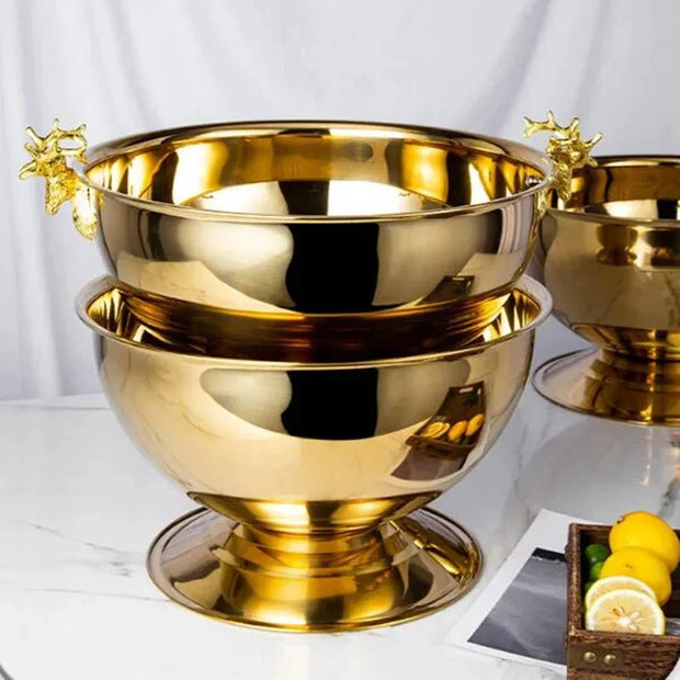 Stainless Steel Deer Head Ear Champagne Bowl Beer Bucket Keg Food Grade for Red Wine Beer Cooler Ice Bucket Bar - Tropical Treasures LTD