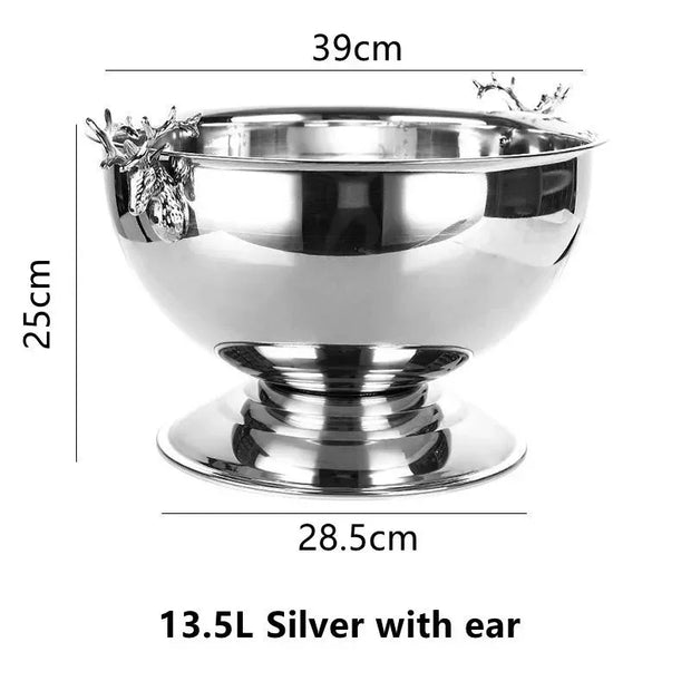 Stainless Steel Deer Head Ear Champagne Bowl Beer Bucket Keg Food Grade for Red Wine Beer Cooler Ice Bucket Bar - Tropical Treasures LTD