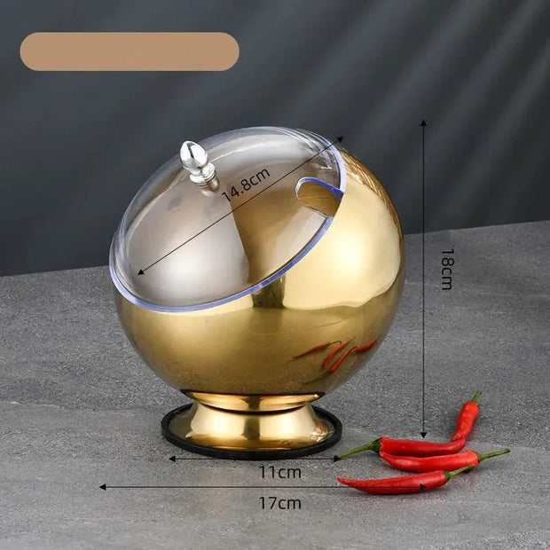 Stainless steel oblique sauce bowl with lid spherical bowl hot pot buffet seasoning basket bowl jar plate container salad - Tropical Treasures LTD