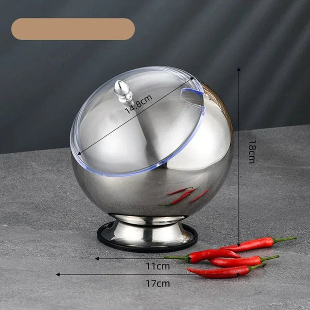 Stainless steel oblique sauce bowl with lid spherical bowl hot pot buffet seasoning basket bowl jar plate container salad - Tropical Treasures LTD